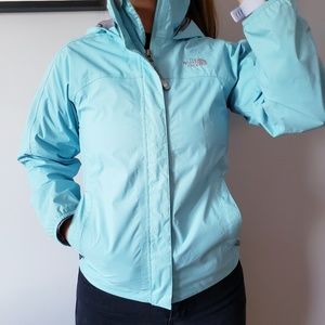 teal the north face windbreaker jacket